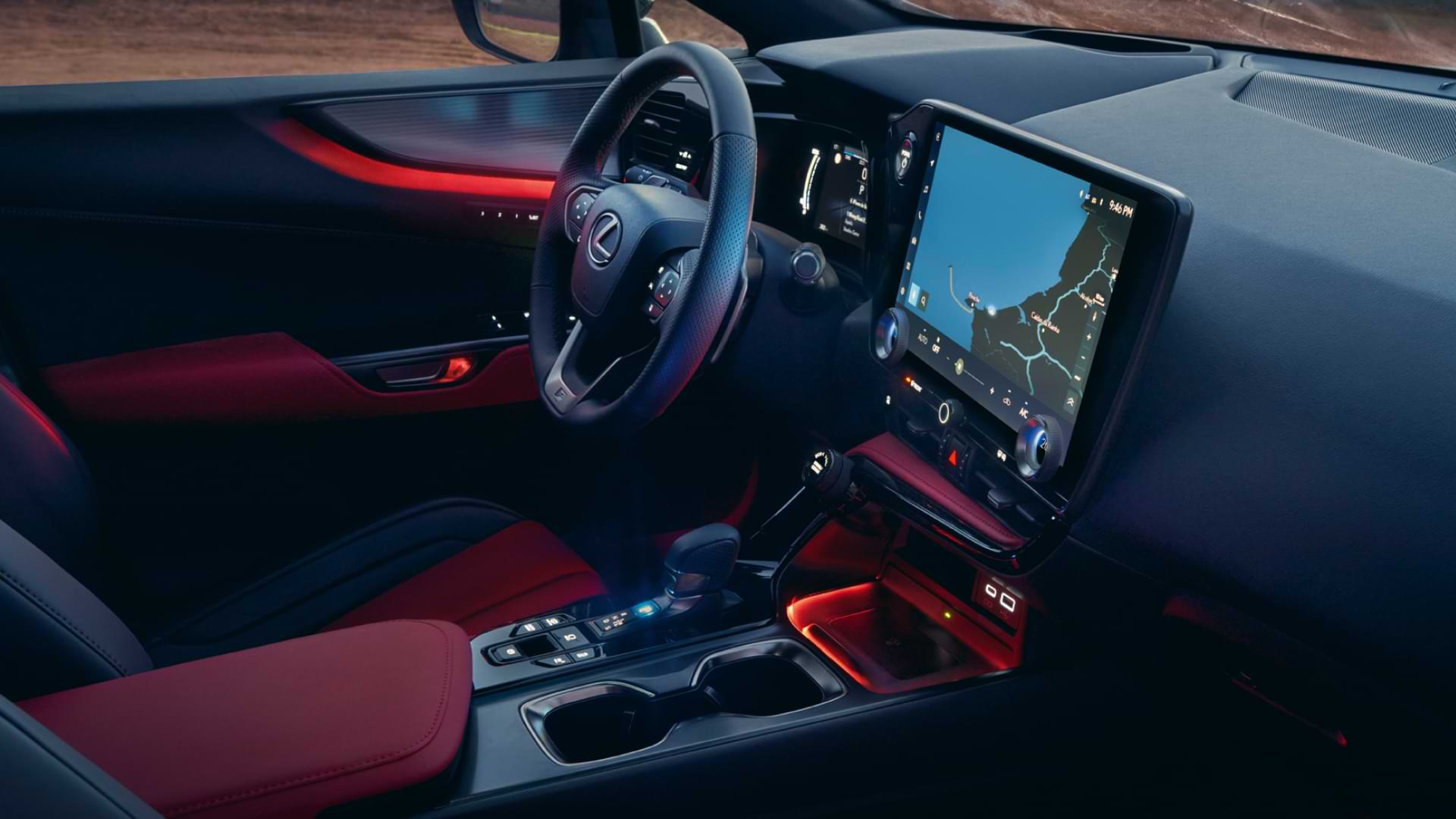 The red leather F Sport Interior of the NX.