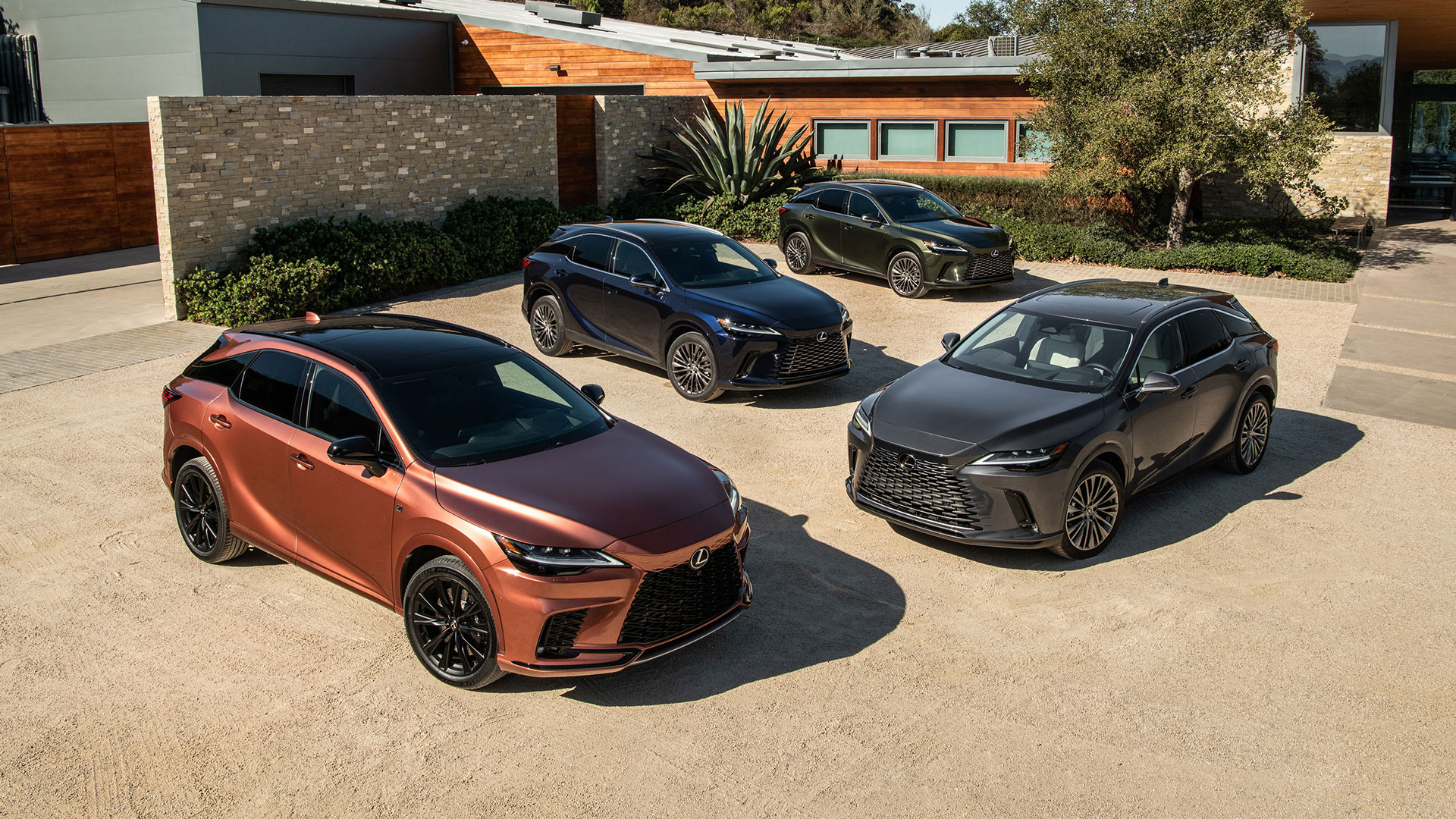 Lexus RX vehicles parked on a gravel driveway