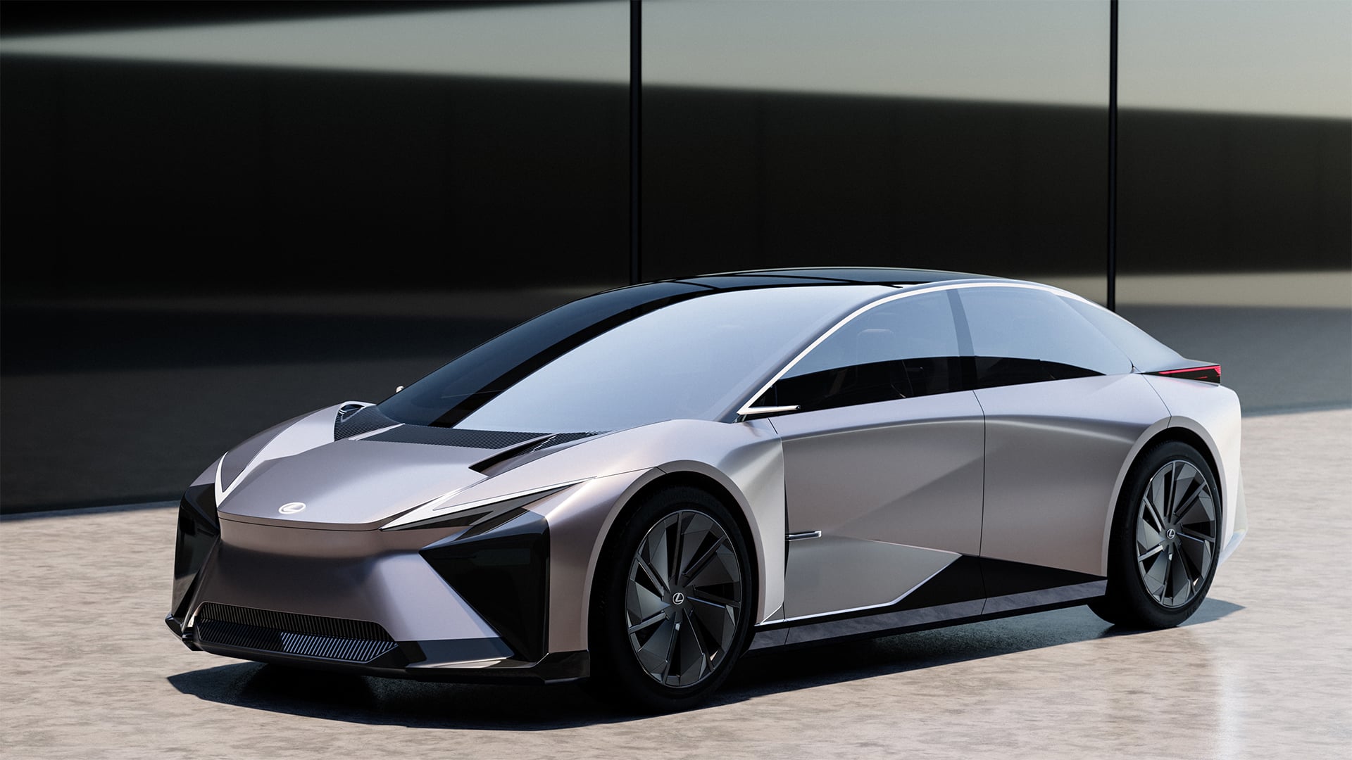 Metallic silver Lexus LF-ZC concept car