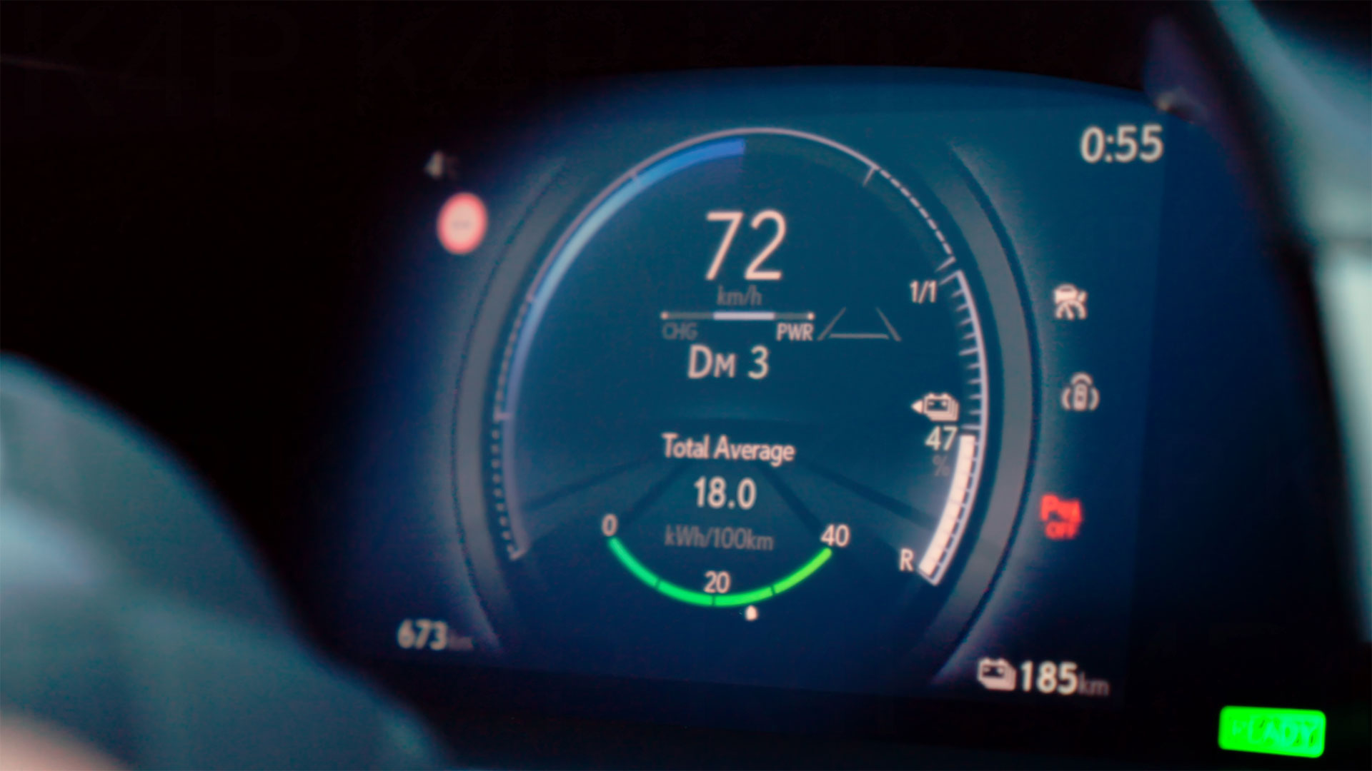 Lexus RZ vehicle's speedometer screen