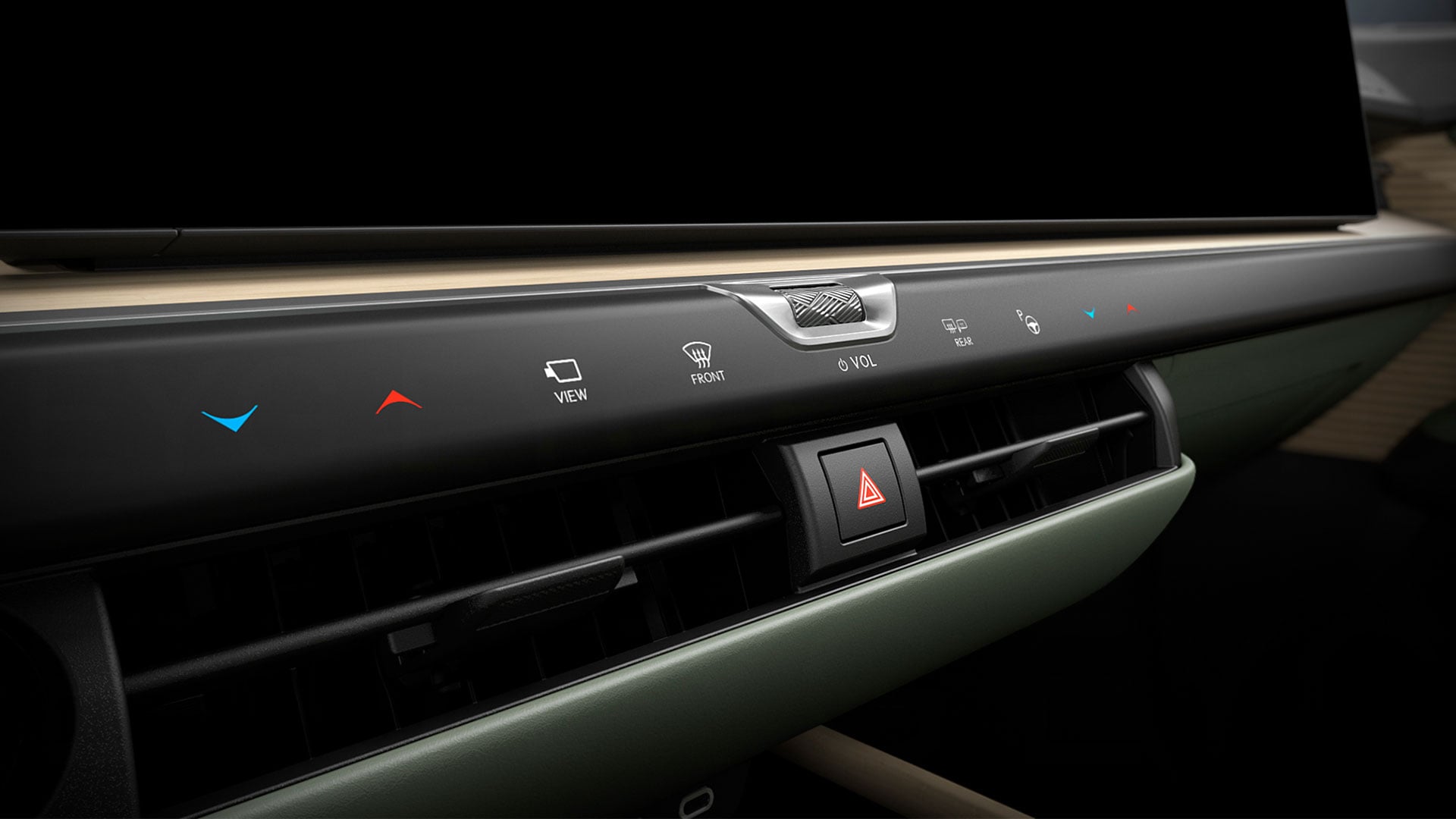 Climate controls on the front dashboard of the Lexus ES sedan